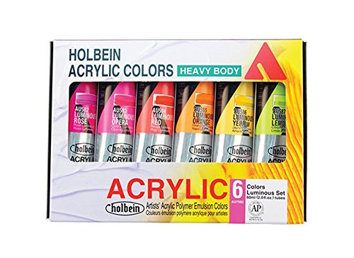 Holbein Heavy Body Artist Acrylic Luminous Set of 6, 60ml Paints