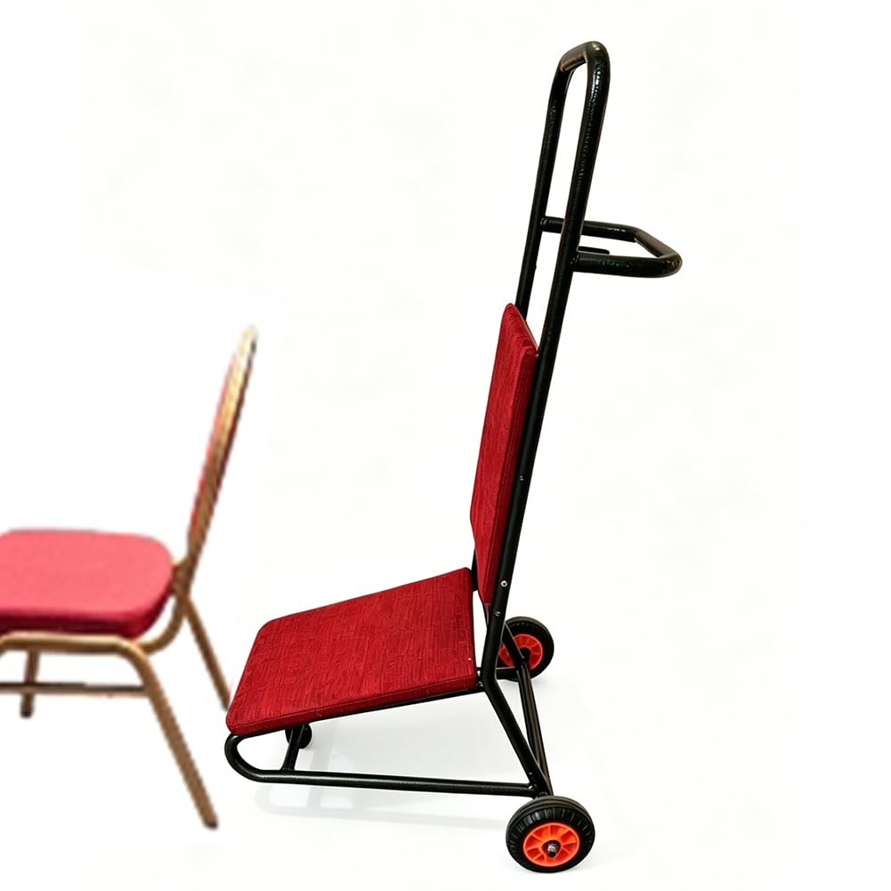 HEFJIAYCIQ Banquet Chair Trolley, Stack Chair Cart for Large Events with 6-Inch Silent Wheels, for Transport Easily Storage Solution,Red