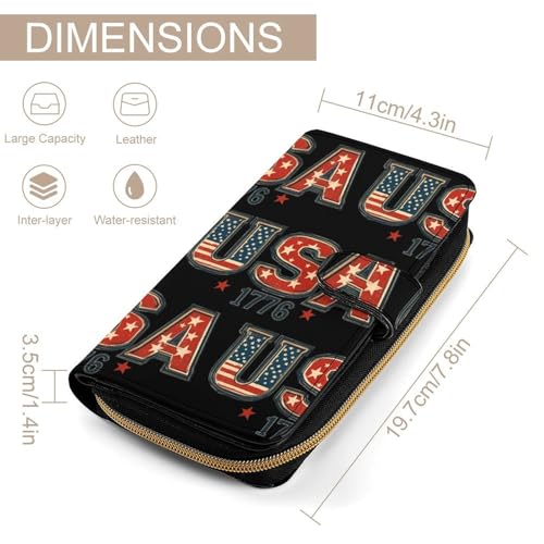 4th of July USA 1776 Women's Wallets Leather Fold Clutch Wallet Credit Card Holder Ladies Travel Purse2