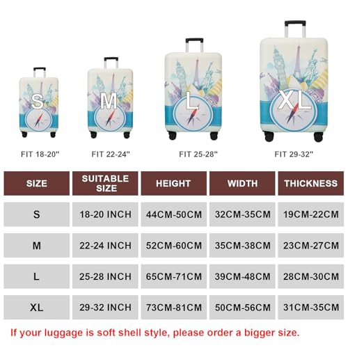 Image of WUJIAONIAO Travel Luggage Cover Baggage Suitcase Cover Protector Skins 18-32 Inch, compass, L (for 25--28 inch luggage)
