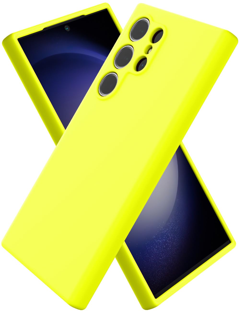 for Samsung Galaxy S24 Ultra Silicone Case, Slim Fit Premium Liquid Silicone Shockproof Phone Cover, Upgraded Camera Protection and Microfiber Lining, Neon Yellow