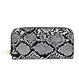 Women Snakeskin Zipper Long Clutch Wallet PU Leather Card Holder Around Purse