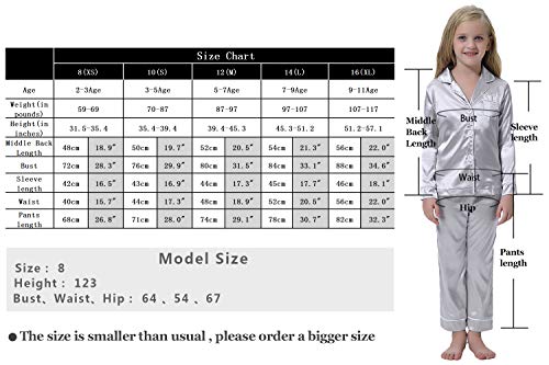 Hawiton Kids Satin Pajamas Set Toddler Girl PJS Long Sleeve Button Satin Loungewear Sleepwear Set with Pocket Rose Red