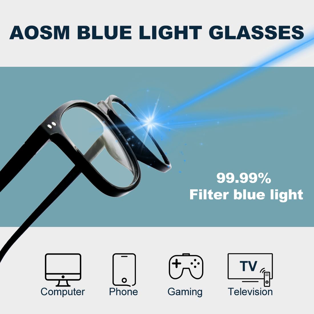 Blue Light Blocking Lunettes d'ordinateur pour homme et femme, anti-éblouissement 400 UV & Eye Strain Faux verres carrés, noirs, léopard, transparents, 0,00 x
