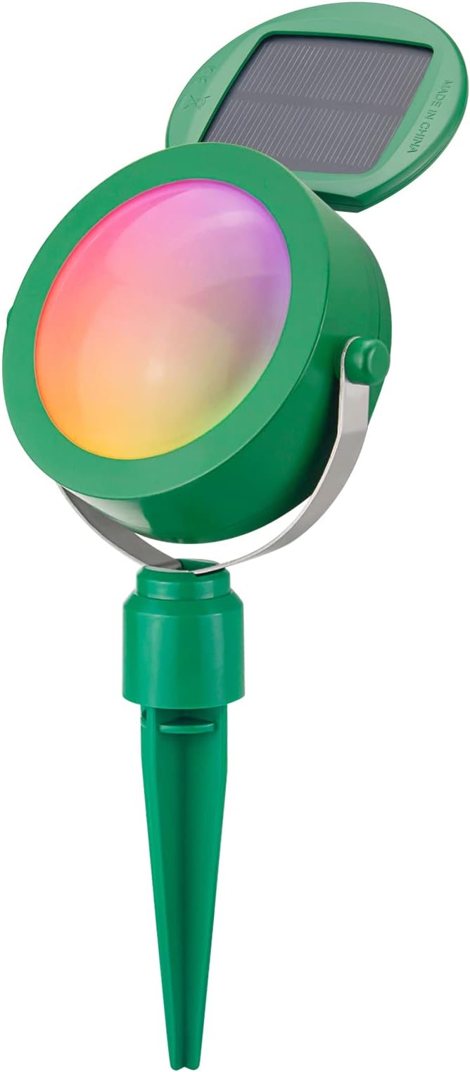 HONGUTSolar Landscape Light USB Rechargeable, Color Changing Tree Spotlight Outdoor, Solar Motion Sensor Garden Plant Lighting, Waterproof Ground Light for Patio Yard Pathway