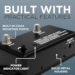 THE CIMPLE CO Antenna Amplifier Kit, Digital TV Signal Booster with Coax, Adjustable Gain, 24 dB Distribution, NTSC, ATSC, FM, UHF, VHF, 1000 MHz, Includes RG6 Coaxial Cable, Indoor Use Only