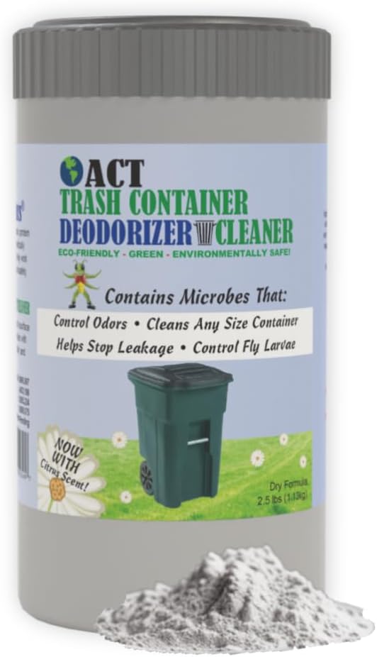 Trash Deodorizer and Cleaner | Eliminates Odors Controls Garbage Sludge | for Garage and Outdoor Bins | Dry Powder Eco-Friendly 2.5lb