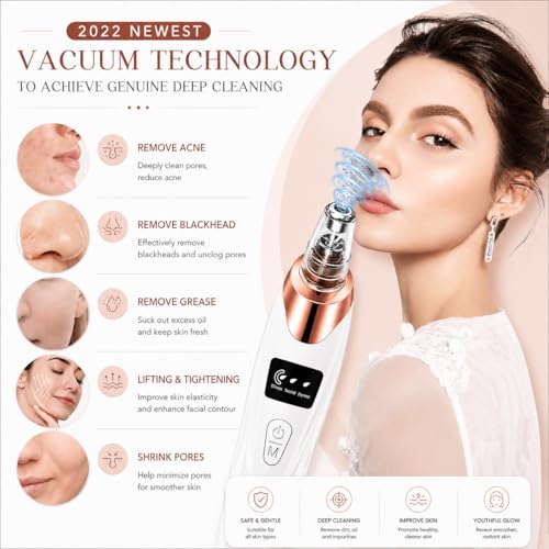 Image of MORTON DAVIES 4 In 1 Multi-Function Blackhead Whitehead Extractor Remover Device Facial Cleansing Tool ,Skin Cleaner,Pimple Removal Tool,Acne Pimple Pore Cleaner Vacuum Suction Tool For Men & Women(White) (5 pro)
