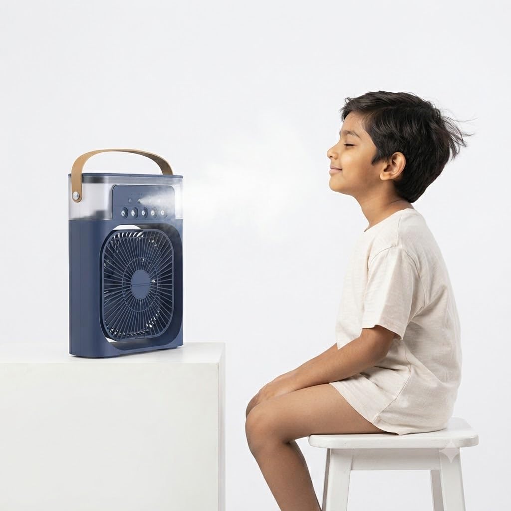 DRUMSTONE (Luxurious 5 Year Warranty) Portable Mini Air Conditioner Fan with Evaporative Cooling & Cool Mist Humidifier, 7-Color LED Night Light Personal Air Cooler for Room, Office, Bedroom & Desk-image-18
