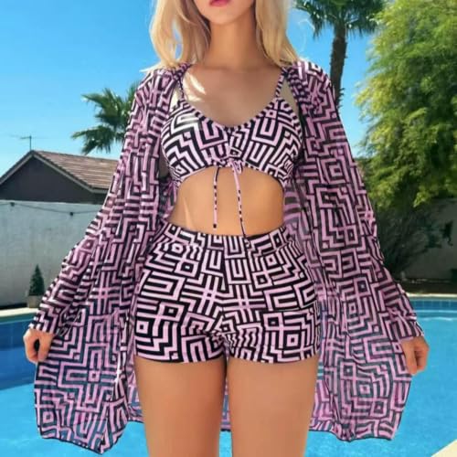 Bañador conjunto de traje baño bikini con tiras bóxer playa 4