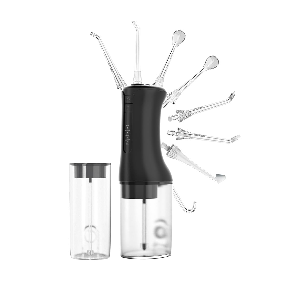 Oracura OC300 Pro Kids Parent Care Water Flosser for Teeth | 4 Modes, 300ml & 200ml Tanks with 8 Tips | Water Flosser for Adults & Kids with Braces (Black)