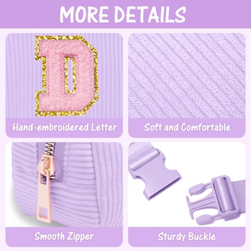 Image of Gitus Girls Birthday Gifts for 10-16 Year Olds - Initial Fanny Pack Belt Bag Crossbody Bag - Trendy & Personalized Preppy Stuff (Lavender-D)