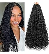 18 Inch Goddess Box Braids Crochet Hair Boho Crochet Box Braids With Curly Ends,8 Packs Bohomian ...