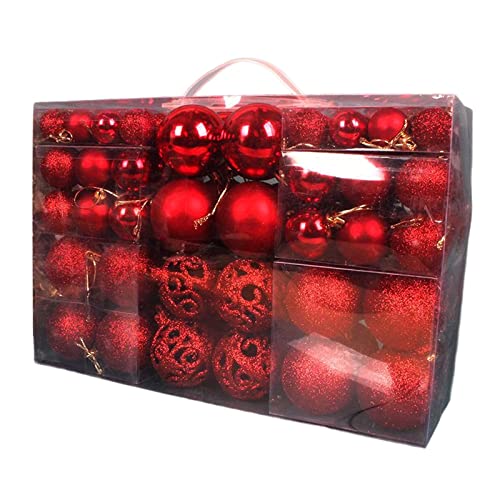 menolana 100 Peças de Enfeites de Bola de Natal árvore Decorativa à para Festa de Férias - Vermelho