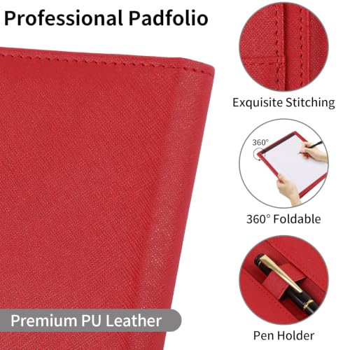 Image of Professional Padfolio Portfolio Binder, Faux Leather, Red