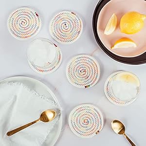 OrganiHaus 4.3" Woven Coasters, Set of 6 Rainbow Tabletop Cute Coasters, Boho Cup Coasters for Drinks, Absorbent Coasters, Farmhouse Coaster for Coffee Table, Rustic Moisture Absorbing Coasters OrganiHaus 43 Woven Coasters Set of 6 Rainbow Tabletop Cute Coasters Boho Cup Coasters for Drinks Absorbent Coasters Farmhouse Coaster for Coffee Table Rustic Moisture Absorbing Coasters