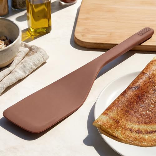 Image of Ember Cookware Silicone Flip Spatula 34 cm | 230C Heat Resistant | Wide, Versatile Spatula for Dosa, Pancakes & Cutlets | Platinum Grade Silicone | Non Scratch Seamless Unibody Design | Terracotta