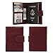 Banuce Genuine Leather Passport Cover With Snap Button Closure Color Wine