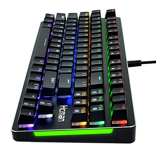 Hcman Tastiera Meccanica US Layout Mechanical Keyboard Blue Switches,Tastiera da Video Gioco, con 21 Modalità di Retroilluminazione LED