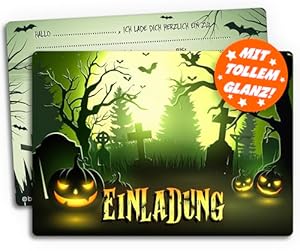 BRINT 12x Halloween Einladungskarten Friedhof des Grauens