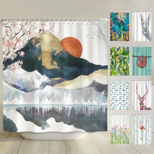 arteneur® - Japan - Anti-Schimmel Duschvorhang 240x200 - Recycelt mit Öko-Tex Standard 100 - Beschwerter Saum, Blickdicht, Wasserdicht, Waschbar, 16 Ringe & E-Book mit Reinigungs-Tipps