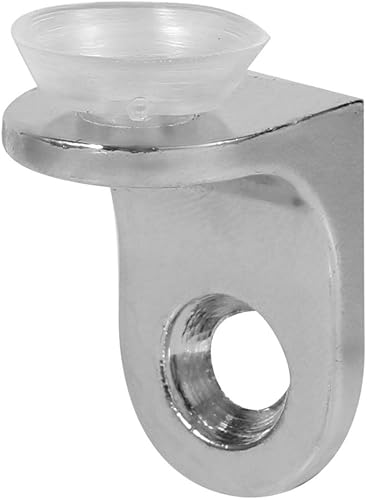 Miniatura 2 de Soportes para estantes de vidrio de aleación de zinc, niquelados, plateados, paquete de 10, con ventosas, 9.8 x 5.9 pulgadas, soporte de estante