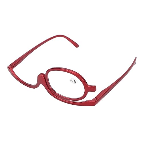 POCREATION Lentes de maquillaje con aumento, lentes de una sola lente, giratorias, de moda, para mujeres, en rojo, con apariencia de moda para una