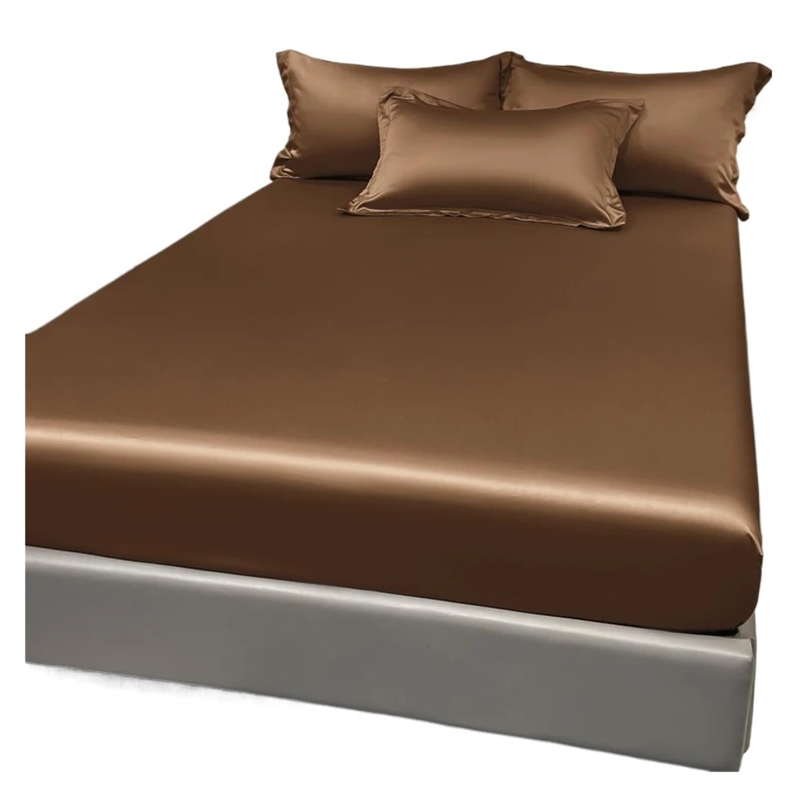 Drap-Housse en Satin 150x200cm pour Lit Deux Places - Couleur 15 Moderne