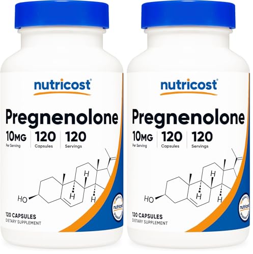 Nutricost Pregnenolone 10mg, 120 Capsules - Non-GMO, Gluten Free, Vegetarian Capsules (Pack of 2)