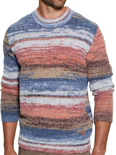 Pull Guess Eged Space Dye Striped Sweater Homme en maille texturée premium