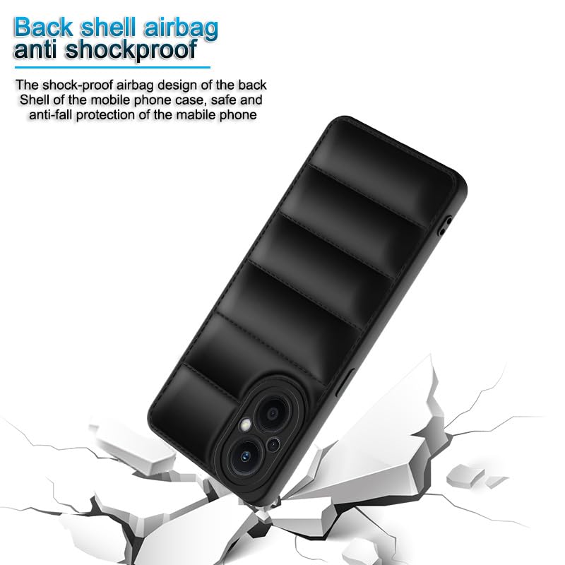 Image of Plus Puffer Case Camera Protection Soft Back Cover for Oppo F21 Pro 5G / F21s Pro 5G - Black