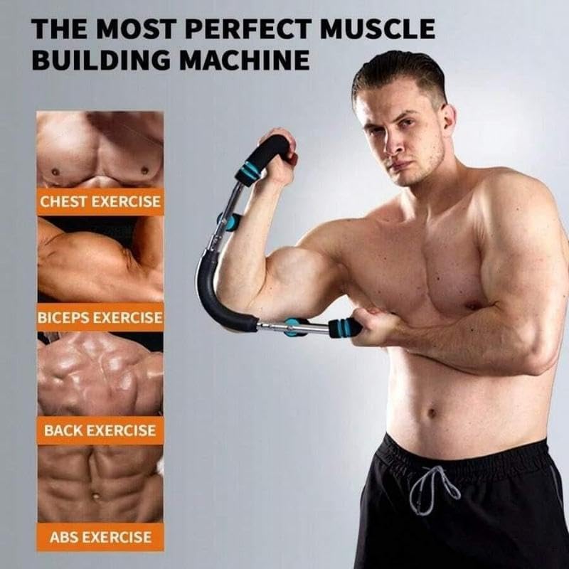 Adjustable Twister Arm Trainer 40–130 lbs, Chest and Arm Workout Equipment for Men & Women, Home Gym Strength Training Bar with 3 Resistance Levels, Ergonomic Design & Non-Slip Handles