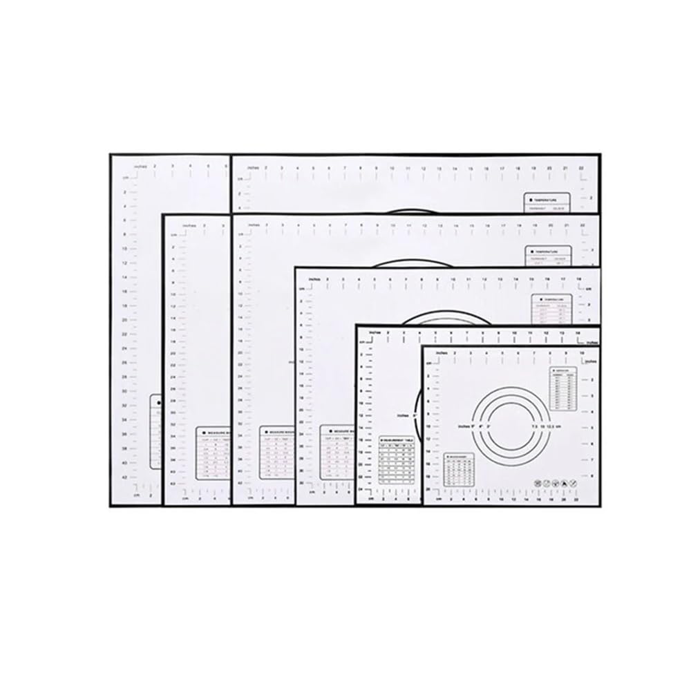 Alfombrilla de silicona para amasar, 80/70/60/30 cm, con escala, herramientas de pastelería, crepes, masa de pizza, antiadherente, para cocina (negro, 60 x 80 x 0,4 mm)