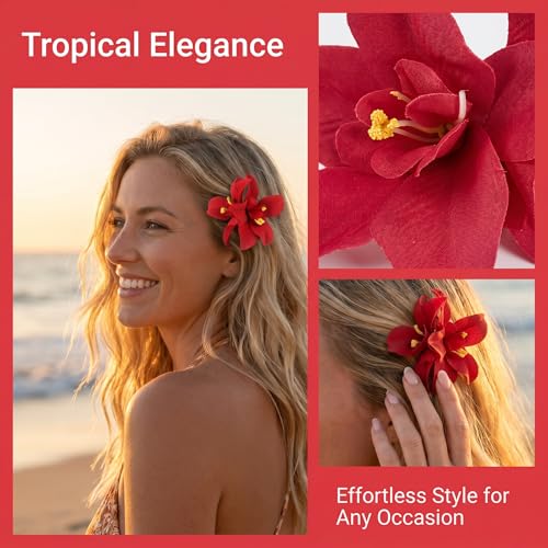 Set de 6 pinzas para cabello con flores artificiales miniatura 7