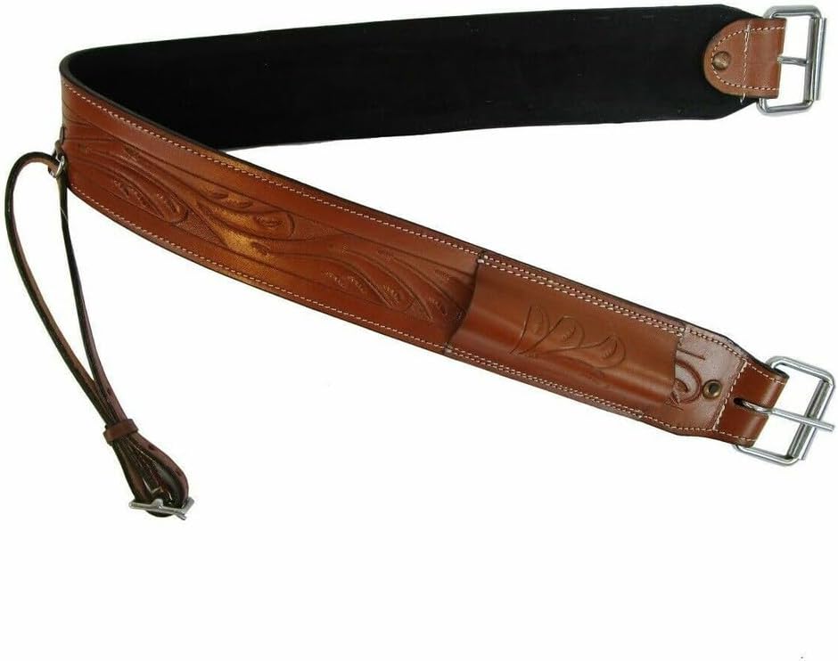 HUMAYL Saddlery Rear Girth Back Cinch Strap Western Horse Saddle Bucking Strap Flank Cinch Smooth Leather Size Length: 40 Buckle to Buckle & Width: 2.75 with 2 Buckles, GIRTH25