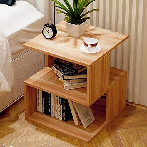 Creative Sofa Side Table Bedside Table End Side Coffee Table with Storage Shelf Living Room Bedroom Furniture(Black)