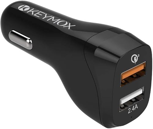 Cargador de coche de carga rápida, 30 W, doble puerto con carga rápida 3.0, adaptador de teléfono celular USB para iPhone 11 Pro Max, Samsung