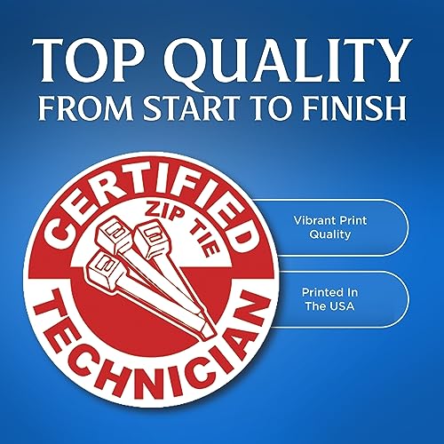 Image of (3 Pack) Zip Tie Certified Sticker - Zip-Tie Technician - Funny Stickers for Hardhat, Toolbox, Mechanic - 5 inch On Longest Side - Sticks to Any Smooth Flat Surface - Fun Gag Gift Warehouse - Premium