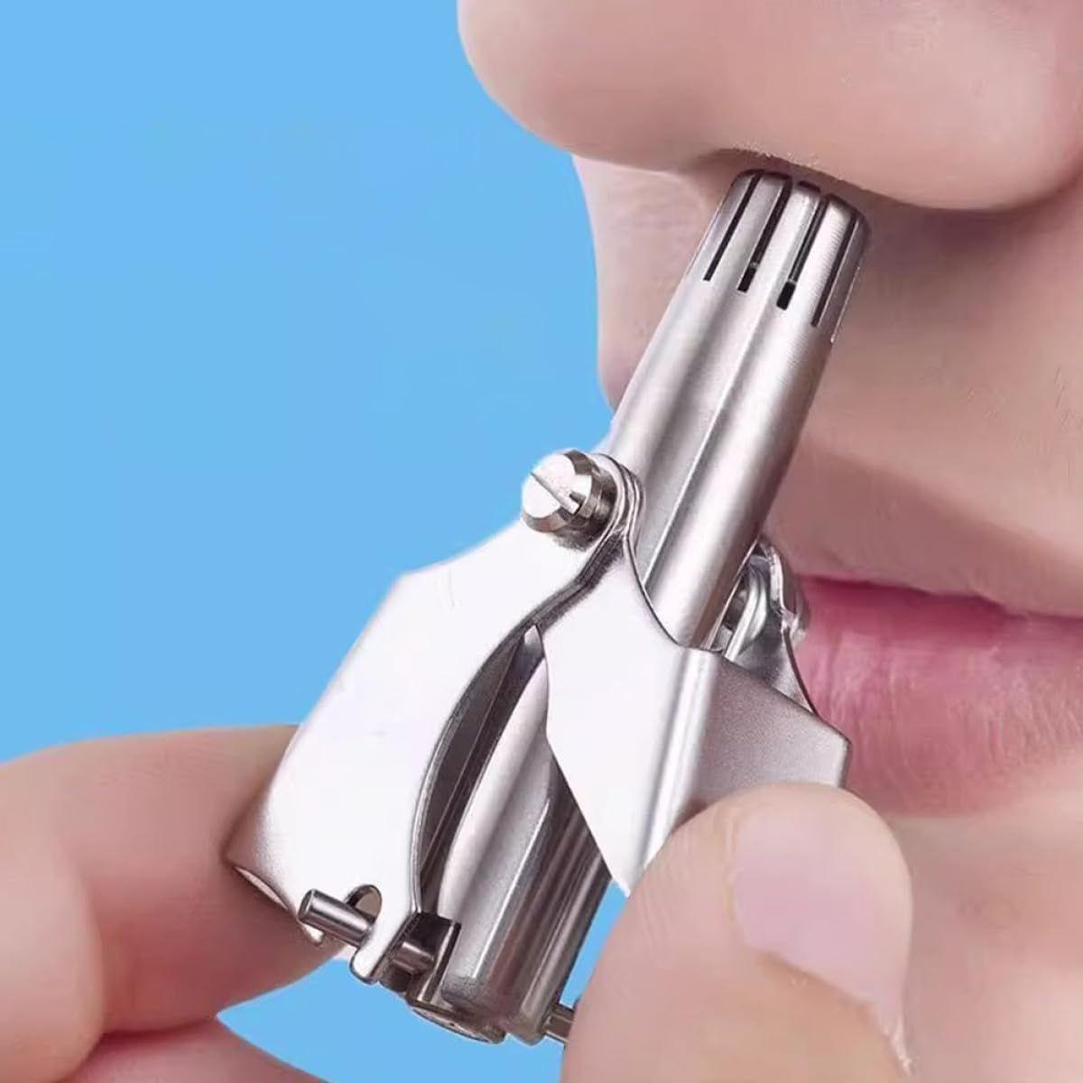 Manual Nose Hair Trimmer for Men, Precision Stainless Steel Scissors Nose Hair Removal Tool, Portable Personal Grooming for Travel and Daily Use