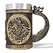 AtSKnSK Wikinger Bierkrug Edelstahl Becher Bierkrug mit einem Henkel Nordischer Mythologie Thors Hammer Lebensbaum Kaffee Bierkr&uuml;ge Valhalla Wikinger Geschenke f&uuml;r M&auml;nner Damen (Thor Hammer)