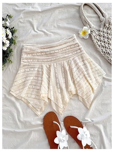 Women's Asymmetrical Lace Flowy Skirt Western Low Waist Mini Skirts4