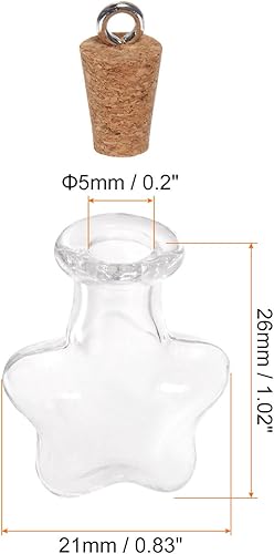 Miniatura 2 de HARFINGTON 20 mini botellas de vidrio con tapones de corcho, pequeños frascos de vidrio en forma de pentáculo, pequeños frascos de vidrio