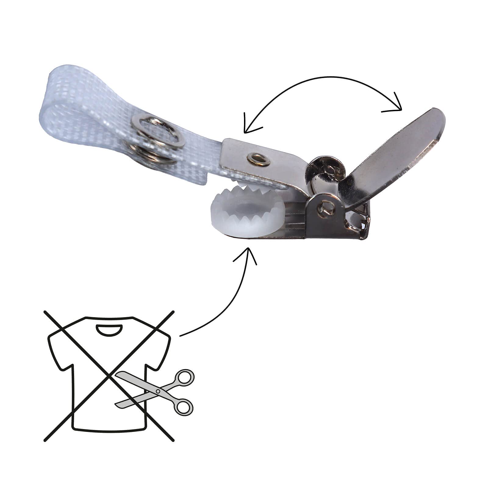 Karteo® Clip Portabadge con Bottone a Pressione in Metallo e Vinyl Strap Rinforzato – Confezione da 100 Clip per Porta Badge Porta Tessere e Supporti per Carte