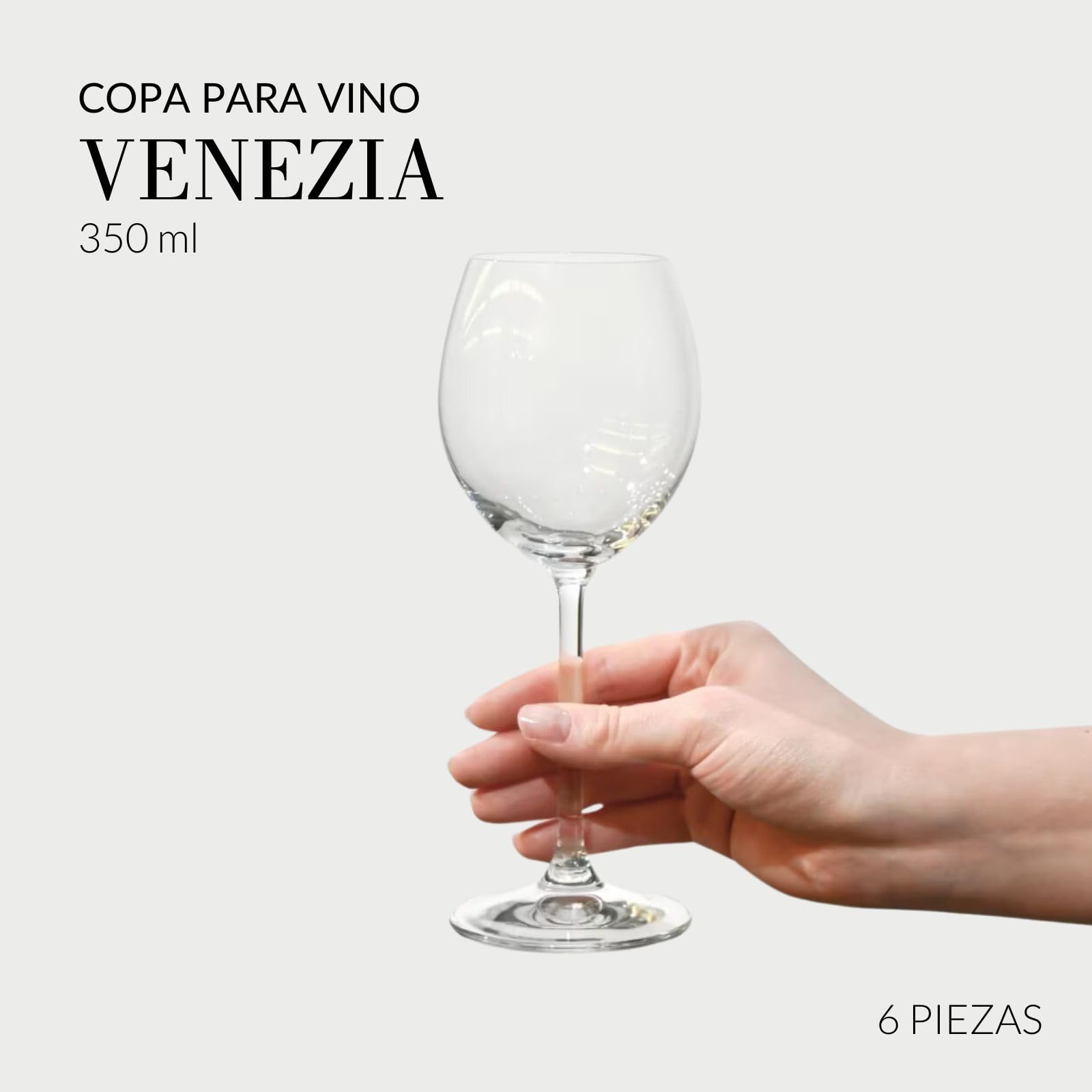 Krosno Copas de Vino Tinto Juego de 6, 380 ml, Colección Venezia | Vasos vino blanco, rosado, espumoso, cóctel, Cristal sin plomo, Apto para lavavajillas, Cristalería elegante, Idea de regalo