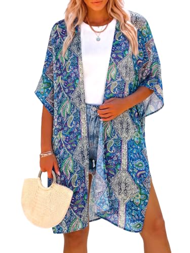 Image of Women's Kimono Swimsuit Coverups Summer Beach Loose Cardigans for Swimwear