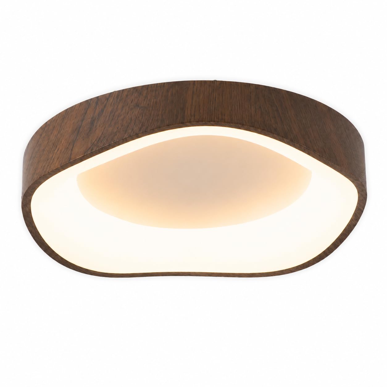 Alpinaluz Plafón LED de Techo Ondulado 36W CCT 40 cm Efecto Nogal | Tres tonos seleccionables, difusor acrílico opal y perfil irregular para salón, dormitorio, comedor, pasillo y oficina