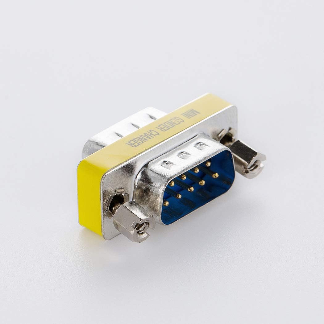 DB9 Gender Changer Serial RS232 Male to Male Mini Adapter/Coupler Pack of 2