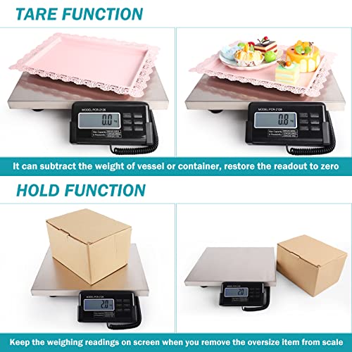 440Lbs Shipping Scale Digital Heavy Duty Postal Scale, Multi-Function 15"X 12" Large Platform Scale, Accurate Stainless Steel Industrial Scale For Packages/Post Office/Luggage/Home/Market #TOP7