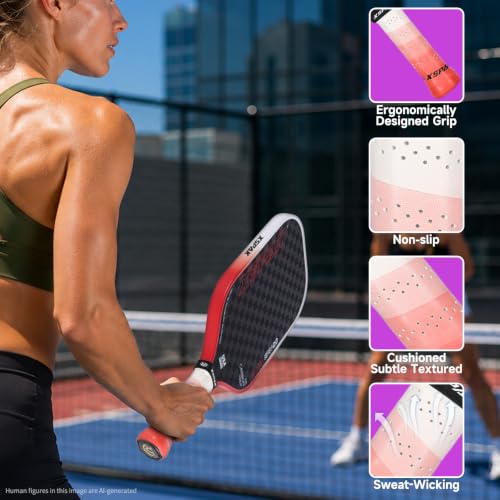 Image of 12K Carbon Fiber Pickleball Paddles, USAPA Polypropylene Honeycomb Paddle with Cushion Comfort Grip, SPIN2.0 World Champion Surface Technology Options Pickleball Racket
