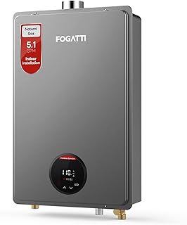 FOGATTI Natural Gas Tankless Water Heater Indoor - Max 5.1 GPM 120,000 BTU, CSA Certified Compact Design On Demand Instant Hot Water Heater - Instagas Comfort 120S Series